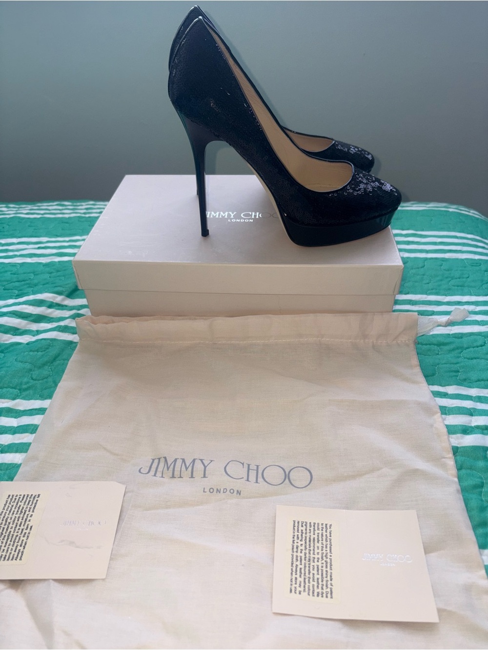 Woman’s Jimmy Choo Black Sequin Heels